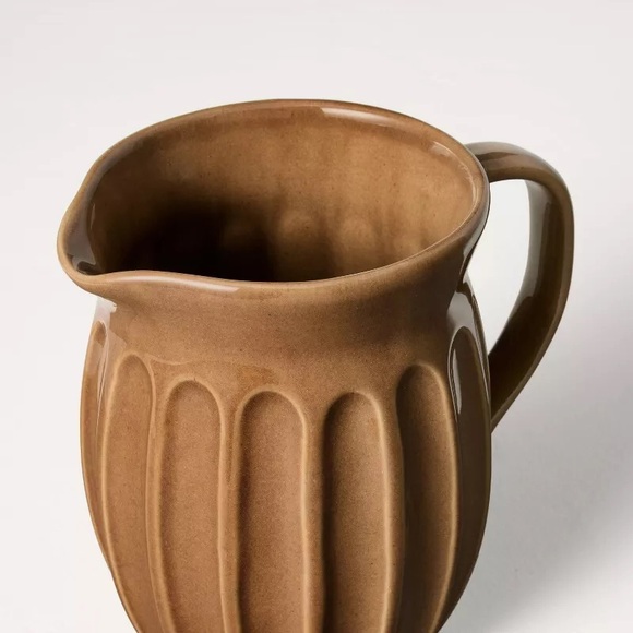 45oz Fluted Stoneware Beverage Pitcher Pumpkin Brown - Hearth & Hand Magnolia - Picture 3 of 3